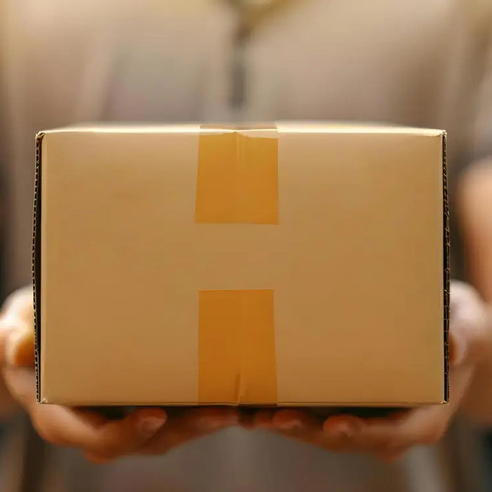 Person hält eine Rücksendung in beiden Händen