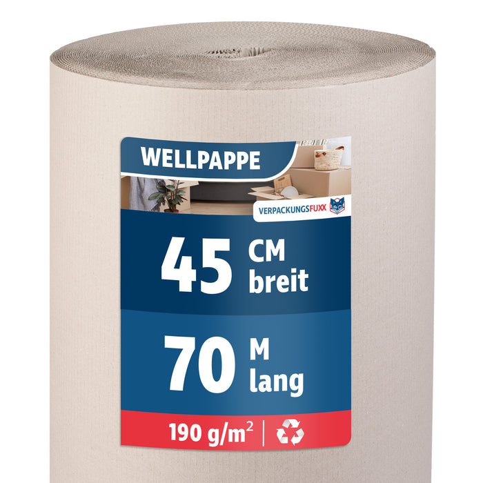Rollenwellpappe 1-wellig 45 cm x 70 m