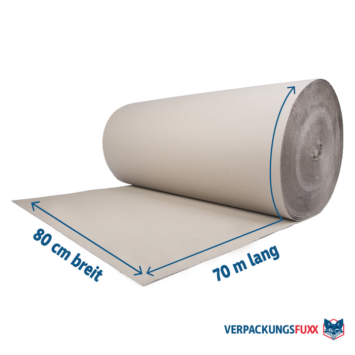 Rollenwellpappe 1-wellig 80 cm x 70 m