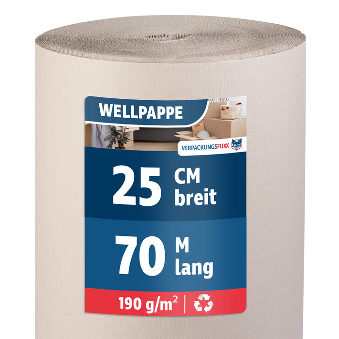 Rollenwellpappe 1-wellig 25 cm x 70 m