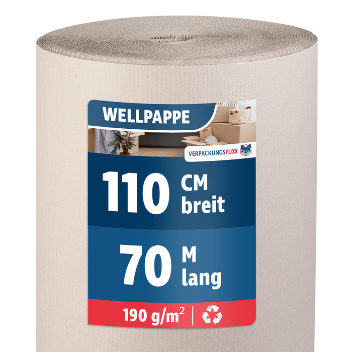 Rollenwellpappe 1-wellig 110 cm x 70 m