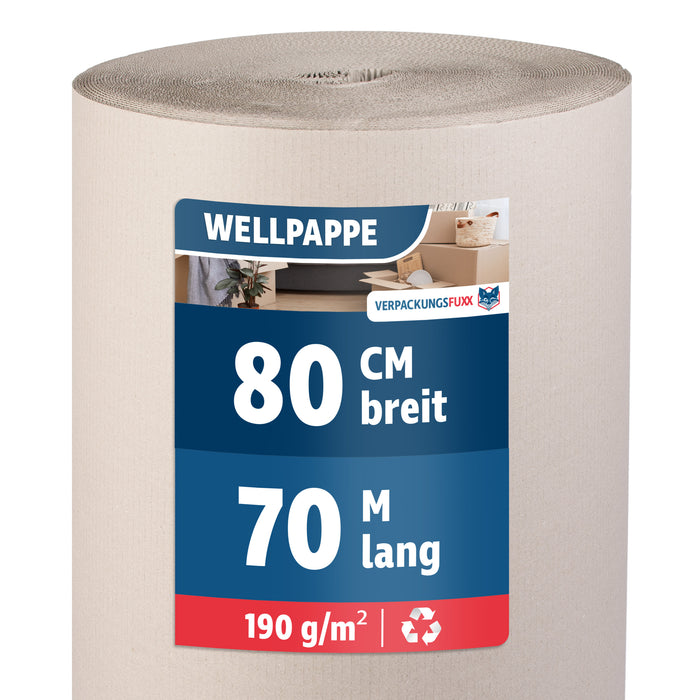 Rollenwellpappe 1-wellig 80 cm x 70 m