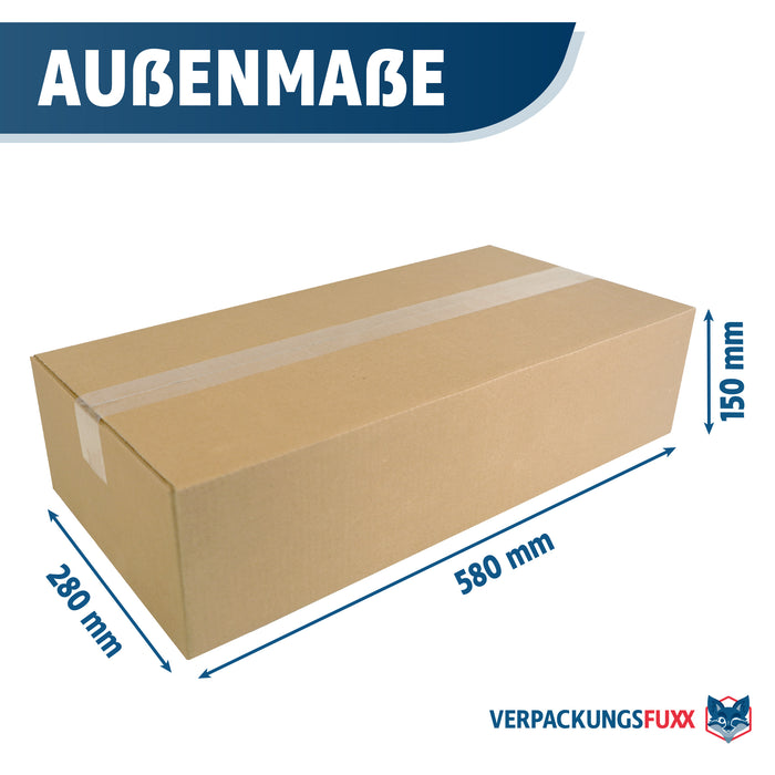 Faltkarton 580 x 280 x 150 mm, 1-wellig, braun, Versandkarton