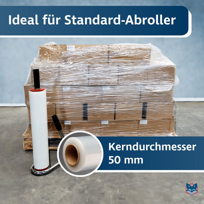 Stretchfolie 50 cm x 300 m transparent 17 µ von VERPACKUNGSFUXX
